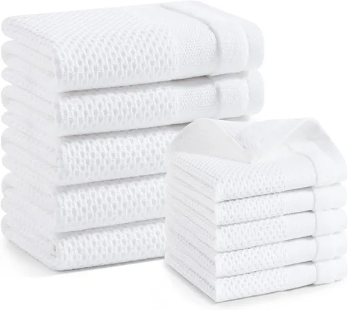 Miniatura 56 de Homaxy Paños de cocina 100% algodón, paquete de 8 – 12 x 12 pulgadas, tejido de gofre, muy suaves y absorbentes, paños de cocina de secado rápido