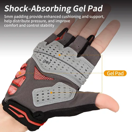 Miniatura 2 de Souke Sports Guantes de ciclismo para hombre con almohadillas de gel, guantes de bicicleta de medio dedo, ligeros, antideslizantes, absorben