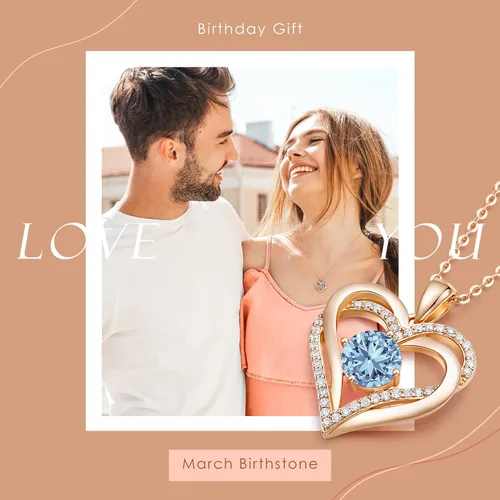 Miniatura 7 de LOUISA SECRET Love Heart Birthstone Necklaces for Women 925 Sterling Silver Rose Gold Pendant Forever Diamond Jewelry Valentine's Day Christmas