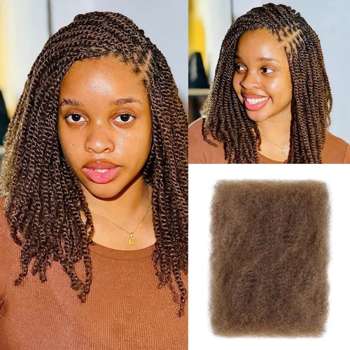 Miniatura 17 de BLL Afro Kinkys - Cabello humano a granel, 100% cabello humano para mini torsión, trenzas, extensiones de rastas, cabello rizado afro, color negro a