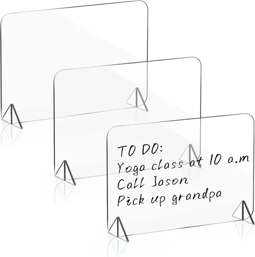 Paquete de 3 pizarras acrílicas de borrado en seco y marcador de vidrio alternativo transparente para tableta, pantalla de escritorio, sin marco,