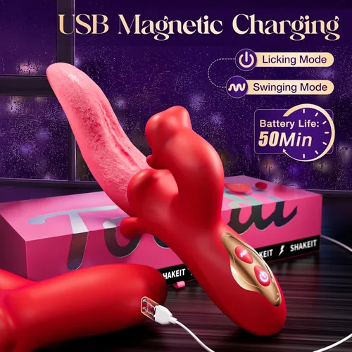 Miniatura 7 de Toendi Vibrador de lengua de juguete para mujeres, juguetes sexuales, vibradores de punto G, consolador con 9 modos de vibración, 9 modos de Lengua