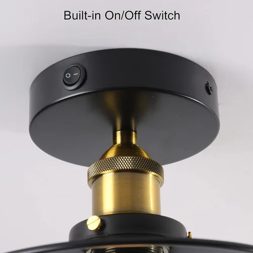 Miniatura 2 de Lámpara de techo vintage de 12 V con bombilla E26, accesorio LED blanco cálido de 3000 K, interruptor de encendido/apagado, fácil instalación