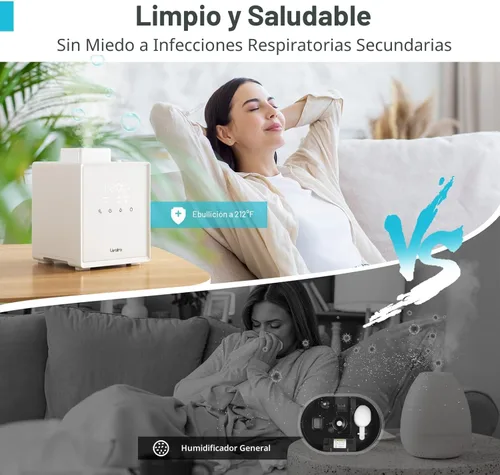 Miniatura 3 de Livatro Humidificador de acero inoxidable, humidificador de niebla cálida de 3 L, fácil de limpiar con humidificador de vapor caliente