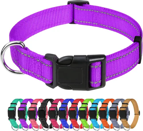 Miniatura 20 de TagME Collares de nailon reflectantes para perros, collar ajustable clásico para mascotas con hebilla de liberación rápida para perros pequeños