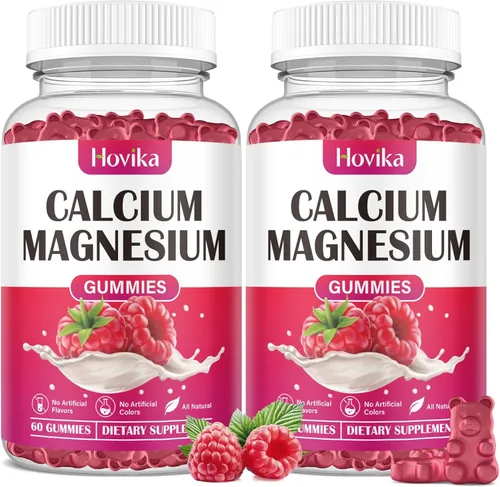 Miniatura 9 de Gomitas de calcio y magnesio y zinc, proporción 2:1 de calcio y magnesio con vitamina D3, K2, B6, B12 para fuerza ósea, función muscular y salud