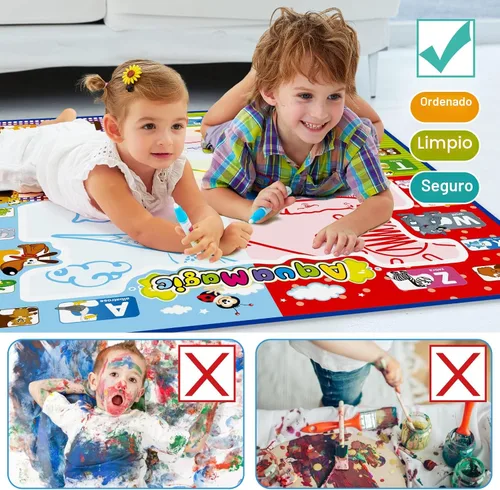 Miniatura 5 de Jasonwell Tapete para dibujar agua acuática de 31 x 31 pulgadas, tapete grande de dibujo mágico para colorear, juguetes educativos, regalos