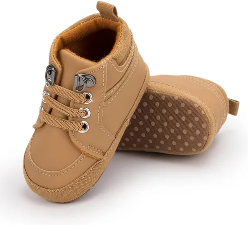 Zapatos para bebés y niñas, tenis de tobillo alto, antideslizantes, suela suave, para niños pequeños, recién nacidos, primeros pasos, zapatos de cuna