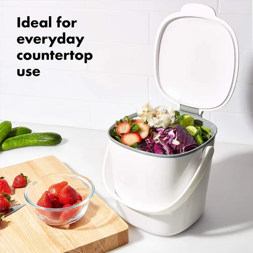 Miniatura 3 de OXO OXO Good Grips - Cubo de basura para compost (1,75 galones/6,62 L)., Blanco/Gris