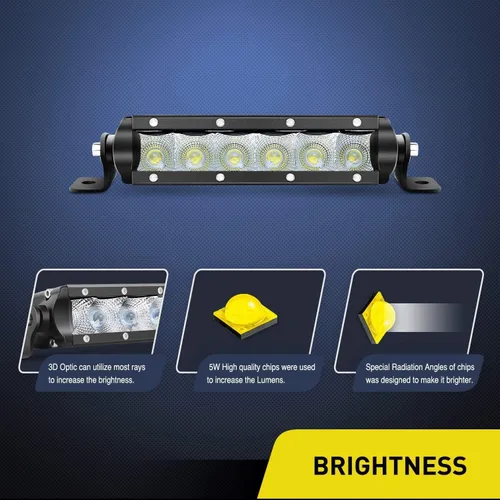 Miniatura 4 de Nilight 40001F-B Bar Super Slim 2 piezas de 7 pulgadas 30 W de niebla de conducción de inundación 3600 lm, luces LED de una sola fila para soportes