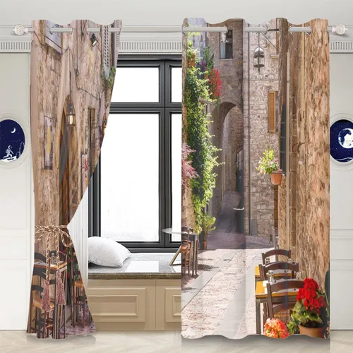 Miniatura 35 de Cortinas japonesas con pintura de tinta, monte Fuji, sol rojo, puesta de sol, hojas de bambú, cortinas de ventana para dormitorio, sala de estar