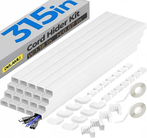 Miniatura 11 de Delamu Ocultador de cables, cubiertas de cable de 315 pulgadas para cables en la pared, ocultadores de cable de un cable, cubiertas de alambre
