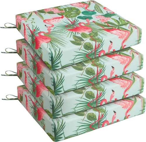 Miniatura 42 de UNIKOME Cojines para sillas de exterior, resistentes al agua, con lazos, relleno de esponja de alta densidad, cojines de asiento cuadrados