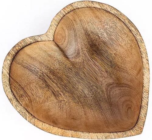 Miniatura 8 de WitnyStore Cuenco en forma de corazón de 8 pulgadas, cuenco funcional y coleccionable, cuenco de madera hecho a mano para servir dulces, frutos