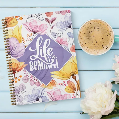 Miniatura 6 de Life is Beautiful - Cuaderno floral en espiral, diario de 8.5 x 11 pulgadas, 120 páginas con rayas universitarias, tapa blanda laminada brillante