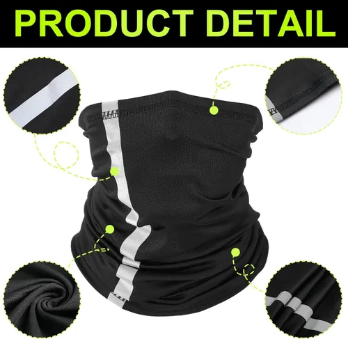 Miniatura 4 de SATINIOR 4 unidades de sombrero duro para sombrero de alta visibilidad, visera de sol y polaina para el cuello, bandana con tira reflectante, Negro