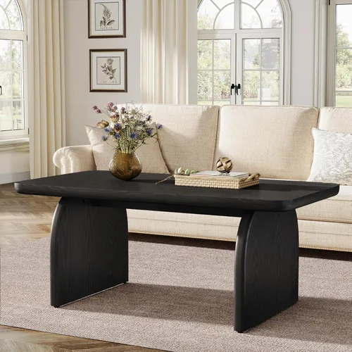Miniatura 11 de Tribesigns - Mesa de café rectangular, mesa de 47 pulgadas de madera para sala de estar, mesa de centro baja de estilo granja con base resistente