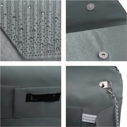 Miniatura 6 de Bolso de mano de noche con diamantes de imitación con purpurina para boda, fiesta, cóctel, baile de graduación, bolso formal en caja de regalo