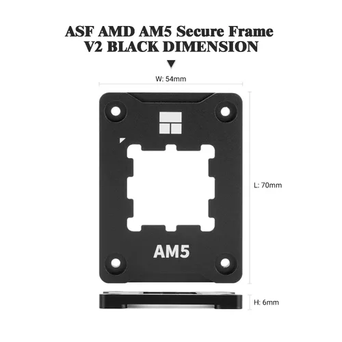 Miniatura 4 de Thermalright ASF Black V2 AM5 Portaprocesador, Marco de Seguridad Fijo AM5, Marco de Seguridad AM5, Marco de Sujeción Correctivo Anti-Doblado, Marco