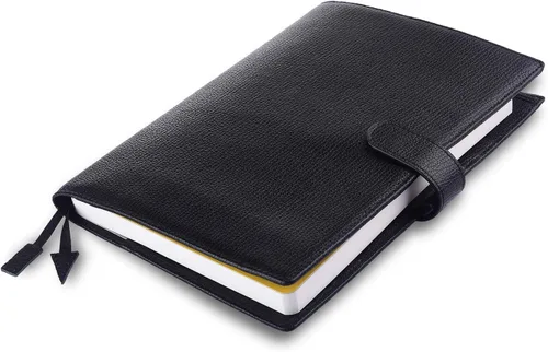 Miniatura 4 de Funda para planificador de cuero genuino A5 Organizador personal, compatible con cuadernos planificadores A5 de tamaño Stalogy Hobonichi (Negro)