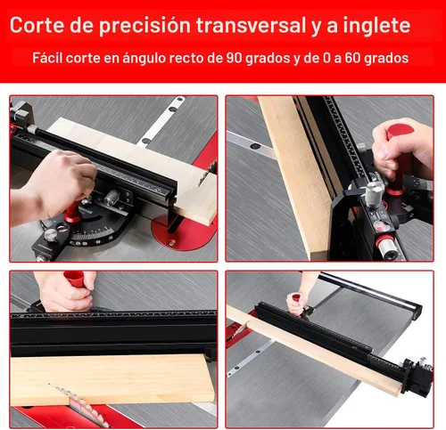 Miniatura 9 de GOINGMAKE Calibre de inglete para sierra de mesa con parada de volteo microajustable y valla extensible y parada de ángulo rápido para sierra
