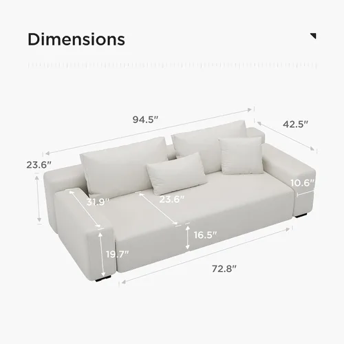 Miniatura 2 de Acanva Juego de sofá seccional modular en forma de L de tamaño grande moderno para sala de estar, sofá de esquina de 4 plazas de estilo minimalista
