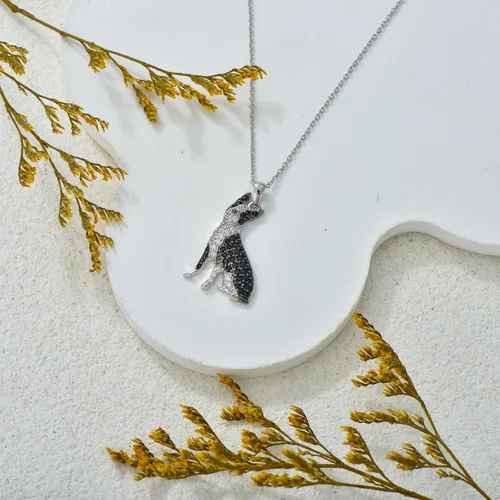 Miniatura 57 de Collares con colgante de perro de plata de ley S925 – 24 razas corgi/husky/labrador/pastor para mujer