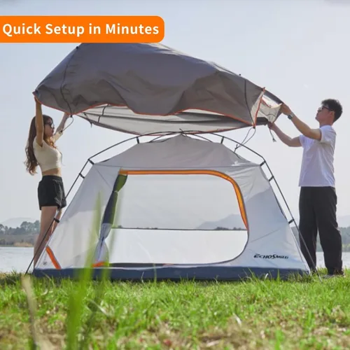 Miniatura 6 de EchoSmile 2/4 Person Camping Tent, Lightweight Dome Family Tent with Rainfly, Easy Setup, Waterproof & Windproof Outdoor Shelter for Group Hiking