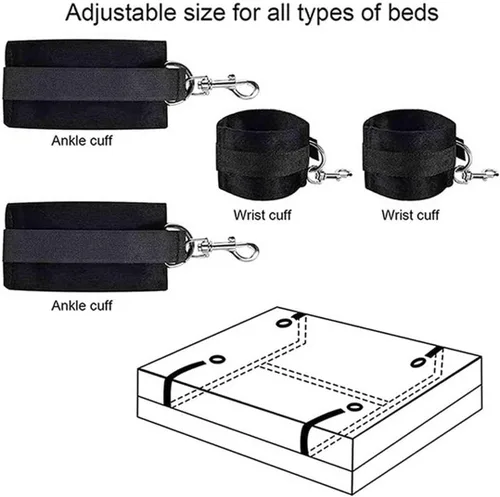 Miniatura 2 de Kits de sujeción sexual para adultos, correas de amarre sexuales para adultos, juego para adultos debajo del colchón, resistente al colchón, kit