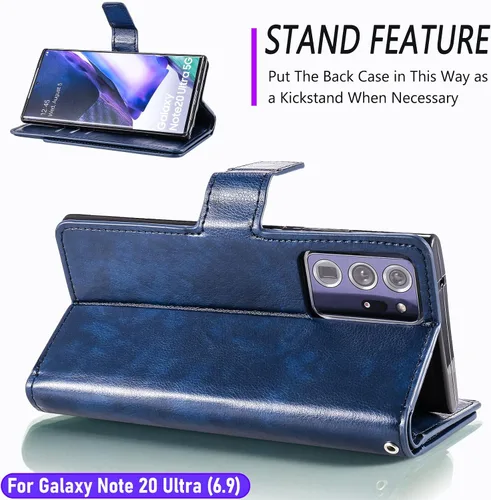 Miniatura 4 de Funda tipo cartera para Galaxy Note 20 Ultra de 6.9 pulgadas [3+ ranuras para tarjetas] Funda de piel sintética plegable para tarjetas de crédito