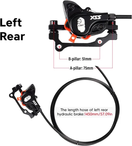 Miniatura 5 de CNC MTB Juego de Frenos de Disco Hidráulicos, Frenos de Disco Hidráulicos para Bicicleta de Montaña CNC Derecha Delantero 800mm Izquierda Trasero