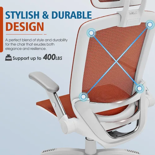 Miniatura 7 de GABRYLLY Silla de oficina ergonómica, silla de escritorio de casa de respaldo alto con reposacabezas, brazos abatibles, bloqueo de inclinación
