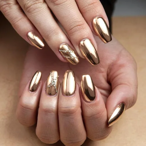 Miniatura 3 de Polvo de uñas cromado, efecto espejo, polvo metálico, 6 colores, bronce, marrón, negro, oro rosa, holográfico, purpurina cromada, pigmento en polvo