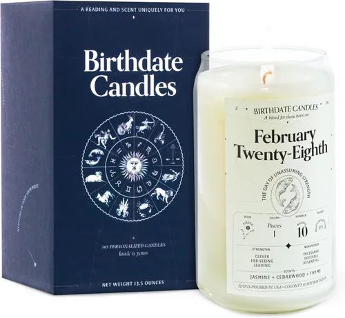 Miniatura 318 de Velas con fecha de nacimiento, 28 de octubre, velas perfumadas del zodiaco de Escorpio, regalo de cumpleaños, aroma a bergamota, canela y caoba
