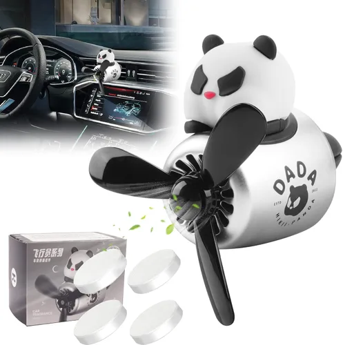 Miniatura 11 de Ambientador de aire para coche, lindo conejo de dibujos animados, piloto, difusor de coche, hélice giratoria, ventilador de salida de aire White