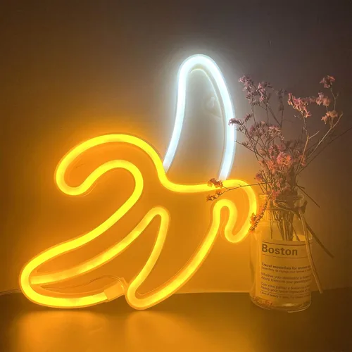 Miniatura 2 de ENUOLI Letreros de neón de plátano, luz de neón de plátano de 11.4 x 7.9 pulgadas, luces LED de neón para decoración de pared, lámparas nocturnas