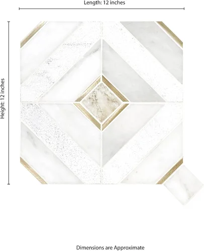 Miniatura 5 de MSI Verona Patrón Dorado 12 pulg. x 12 pulg. Azulejo de Mosaico de Mármol Montado en Malla para Pared de Baño, Piso, Salpicadero de Cocina y Verona
