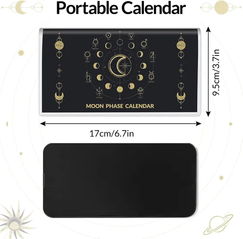 Miniatura 2 de Calendario de bolsillo 2025-2026, calendario de bolsillo de fase lunar 2025-2026 para bolso, planificador mensual con cubierta de PVC