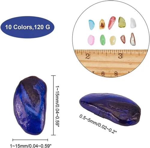 Miniatura 2 de SUPERFINDINGS 120G 10 colores pequeñas conchas naturales trituradas relleno de resina de conchas teñidas piezas de conchas irregulares rebanadas