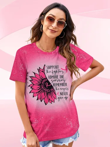 Miniatura 4 de Camisetas de cáncer de mama para mujer, camiseta de cinta rosa para concientización sobre el cáncer de mama, camiseta de apoyo al cáncer, camiseta