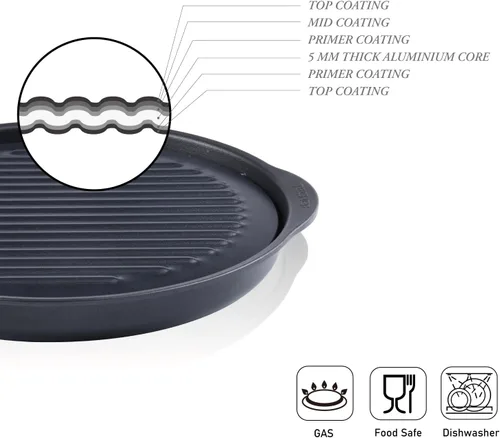Miniatura 6 de TECHEF - sartén parrilla antiadherente, para interior y exterior, sin humo. Plato y charola de goteo, juego de parrilla., Estándar, Negro