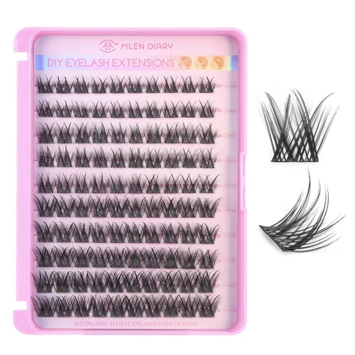 Miniatura 7 de MLEN DIARY 132 racimos de pestañas de ojo de zorro, pestañas de ojo de gato, extensiones de pestañas individuales con pestañas inferiores, rizo 4D