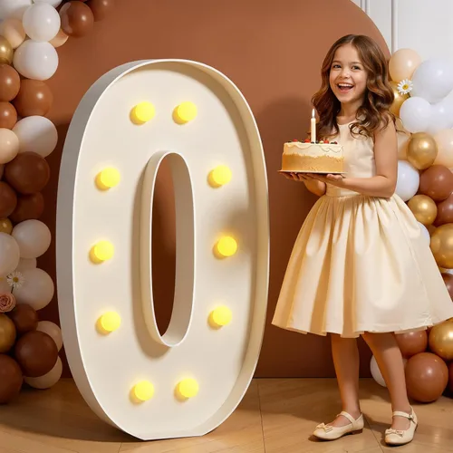 Números de marquesina de 4 pies de alto, 4 pies de alto, números grandes iluminados 0 para 30, 40, 50, 60, decoración de fiesta de cumpleaños para