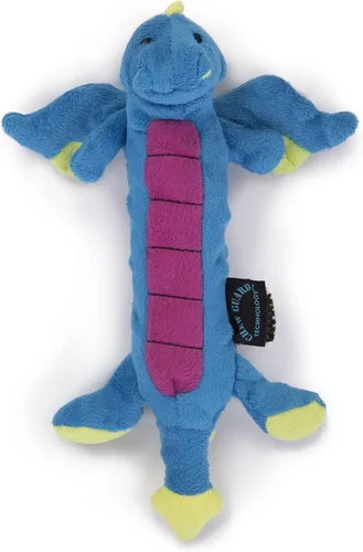 Miniatura 20 de goDog - Juguete de dragón de peluche chirriante para perro, tecnología Chew Guard, color azul claro, tamaño pequeño