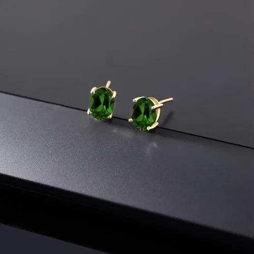 Miniatura 61 de Gem Stone King Aretes de oro de 14 quilates con piedra natal ovalada de 0.315 x 0.236 in Aretes de oro para mujer