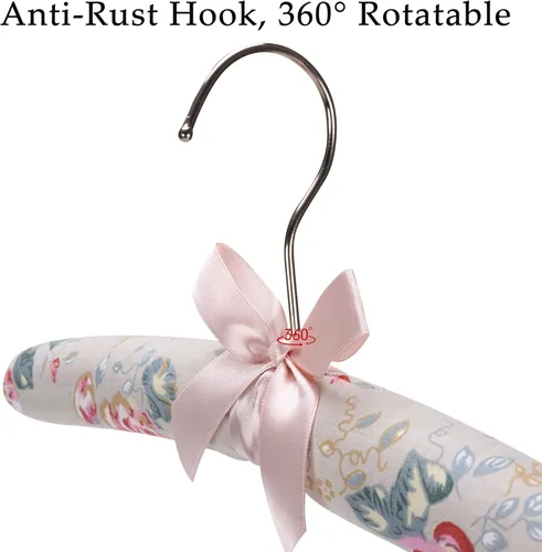 Miniatura 3 de NEOVIVA Perchas acolchadas para ropa de mujer, perchas acolchadas con estampado floral para mujer, sin ganchos de hombro para adultos, perchas