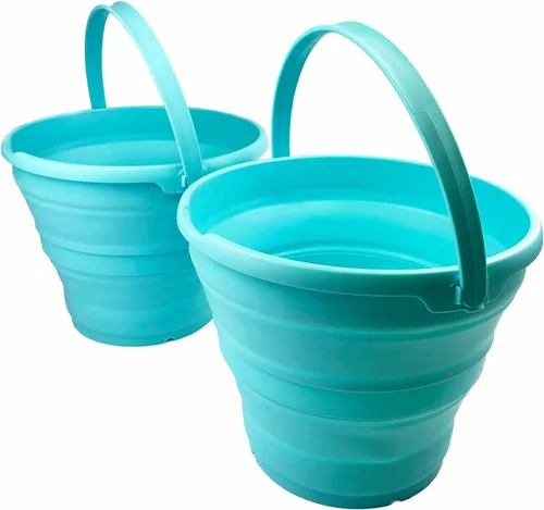 SAMMART Cubo de plástico plegable de 10 L (2.6 galones), bañera redonda plegable, cubo de agua portátil para pesca, bote de agua para exteriores,