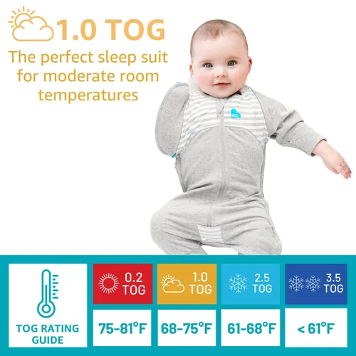 Miniatura 4 de Love to Dream Traje de transición Swaddle UP, gris, mediano, 13-19 libras, alas patentadas con cremallera y mangas únicas autolescalmantes