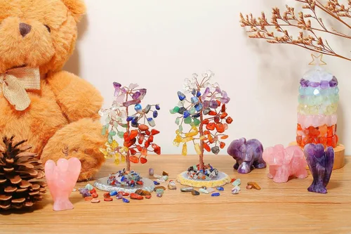 Miniatura 2 de QINJIEJIE Árbol de Chakra Natural de Cristal Árbol de la Vida Dinero para Decoración de Escritorio Piedra de 7 Chakras para Energía Positiva