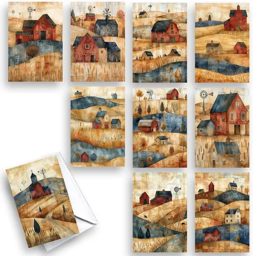 Miniatura 16 de Wright Home & Gift Tarjetas de felicitación en acuarela con paisajes para cualquier ocasión, con espacio en blanco para notas Juego de surtido a